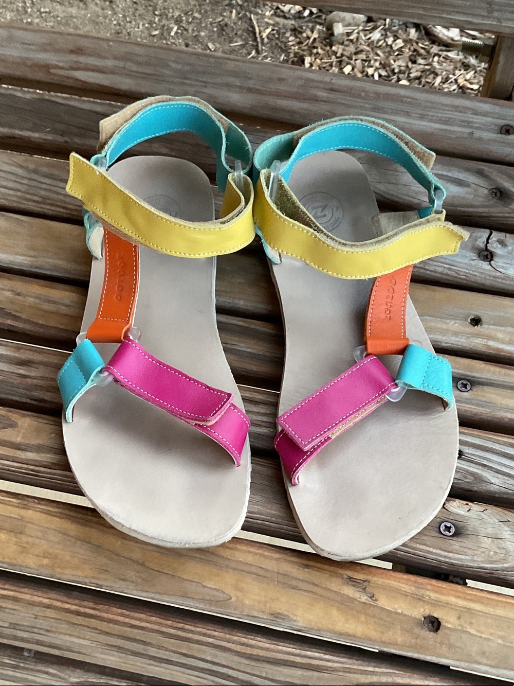Women’s Multicolor Strappy Summer Sandals - Pink, Yellow, Turquoise